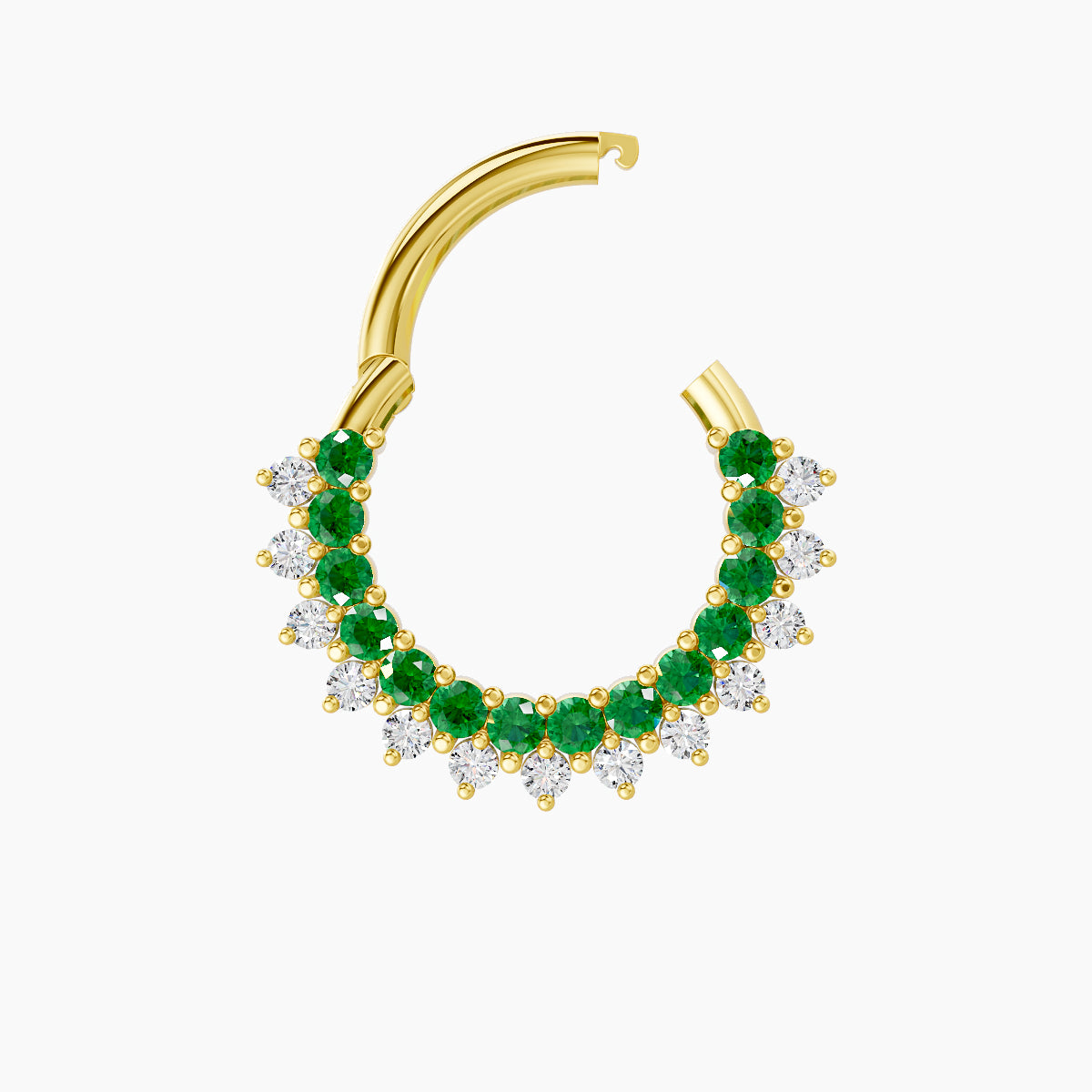 Danae | 18k Yellow Gold 8 mm Emerald & Diamond Septum Piercing