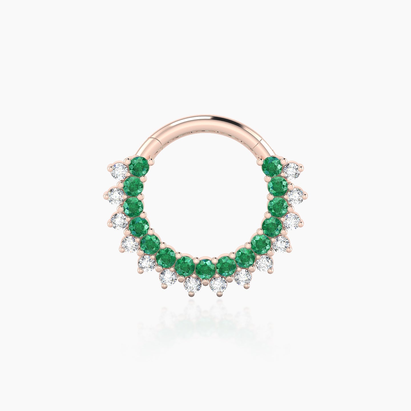 Danae | 18k Rose Gold 8 mm Emerald & Diamond Septum Piercing