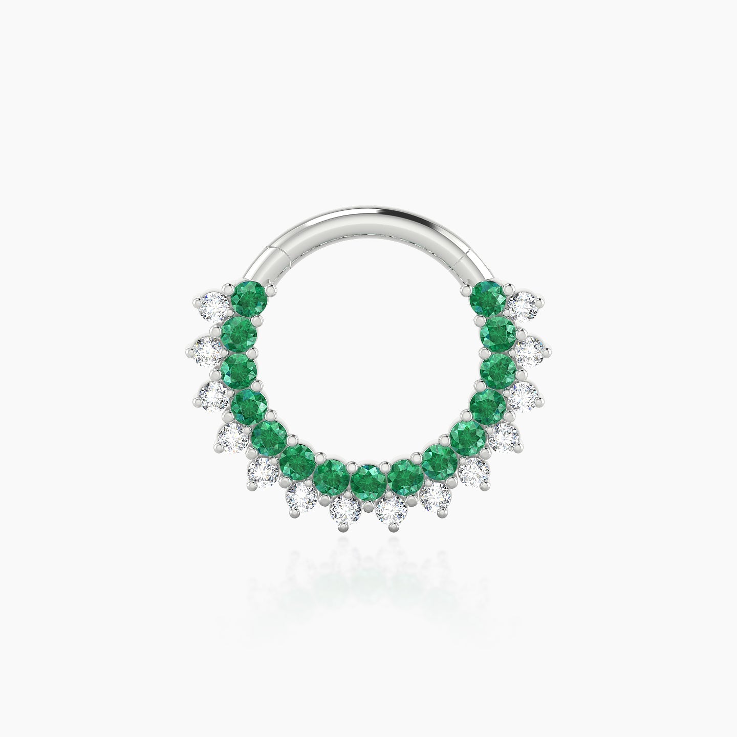 Danae | 18k White Gold 8 mm Emerald & Diamond Septum Piercing