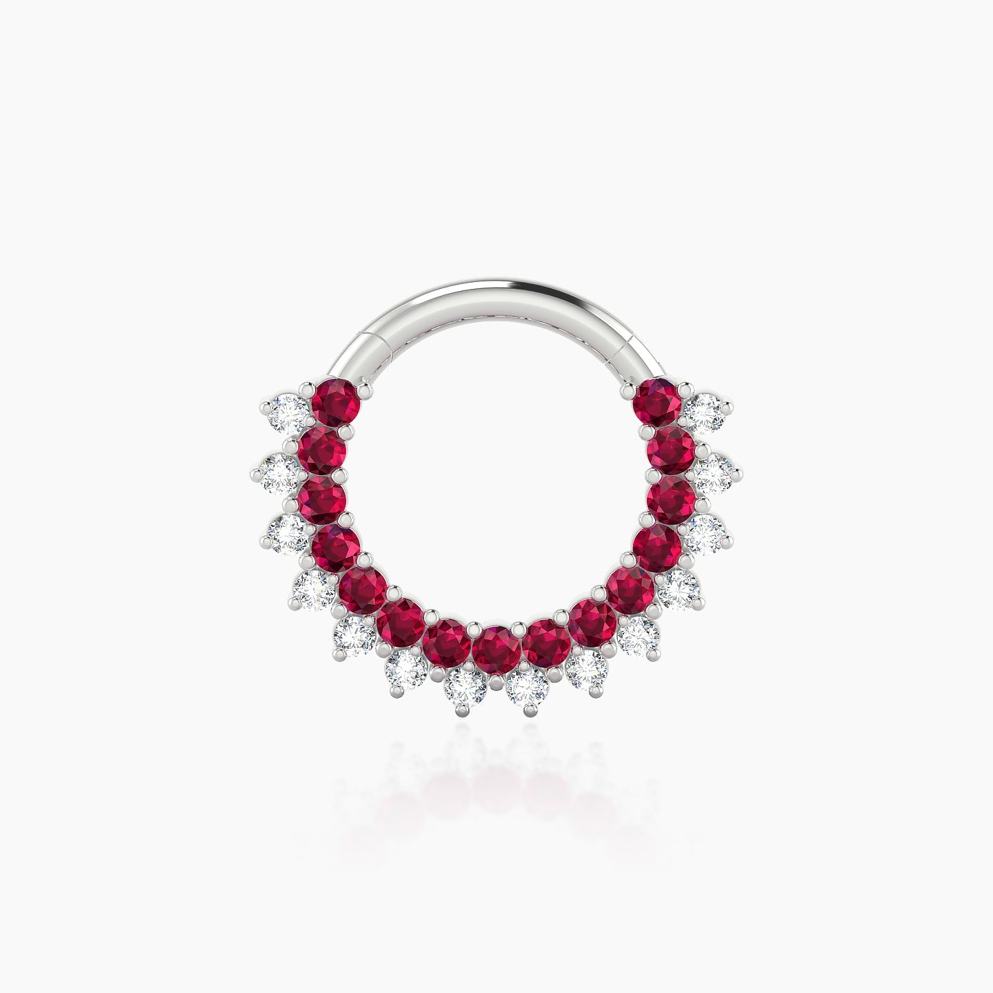 Danae | 18k White Gold 8 mm Ruby & Diamond Septum Piercing