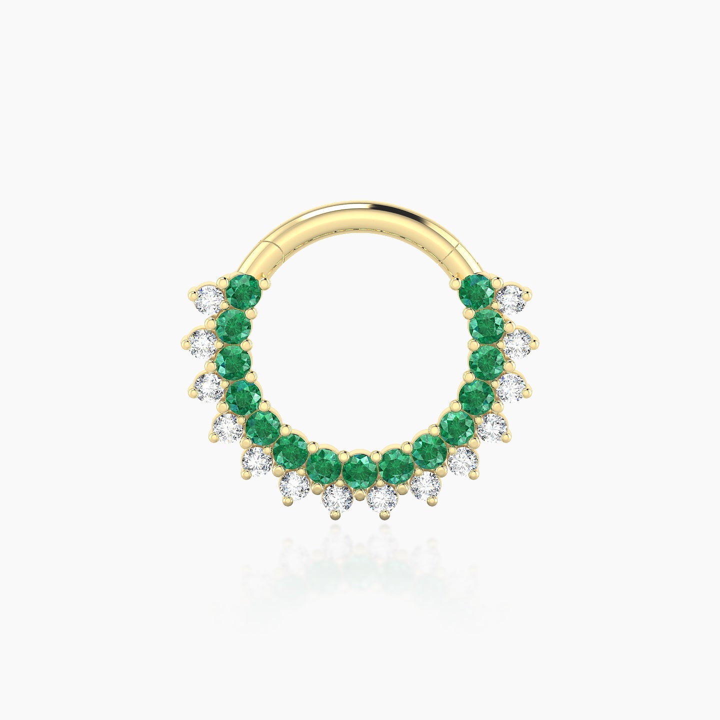 Danae | 18k Yellow Gold 8 mm Emerald & Diamond Septum Piercing