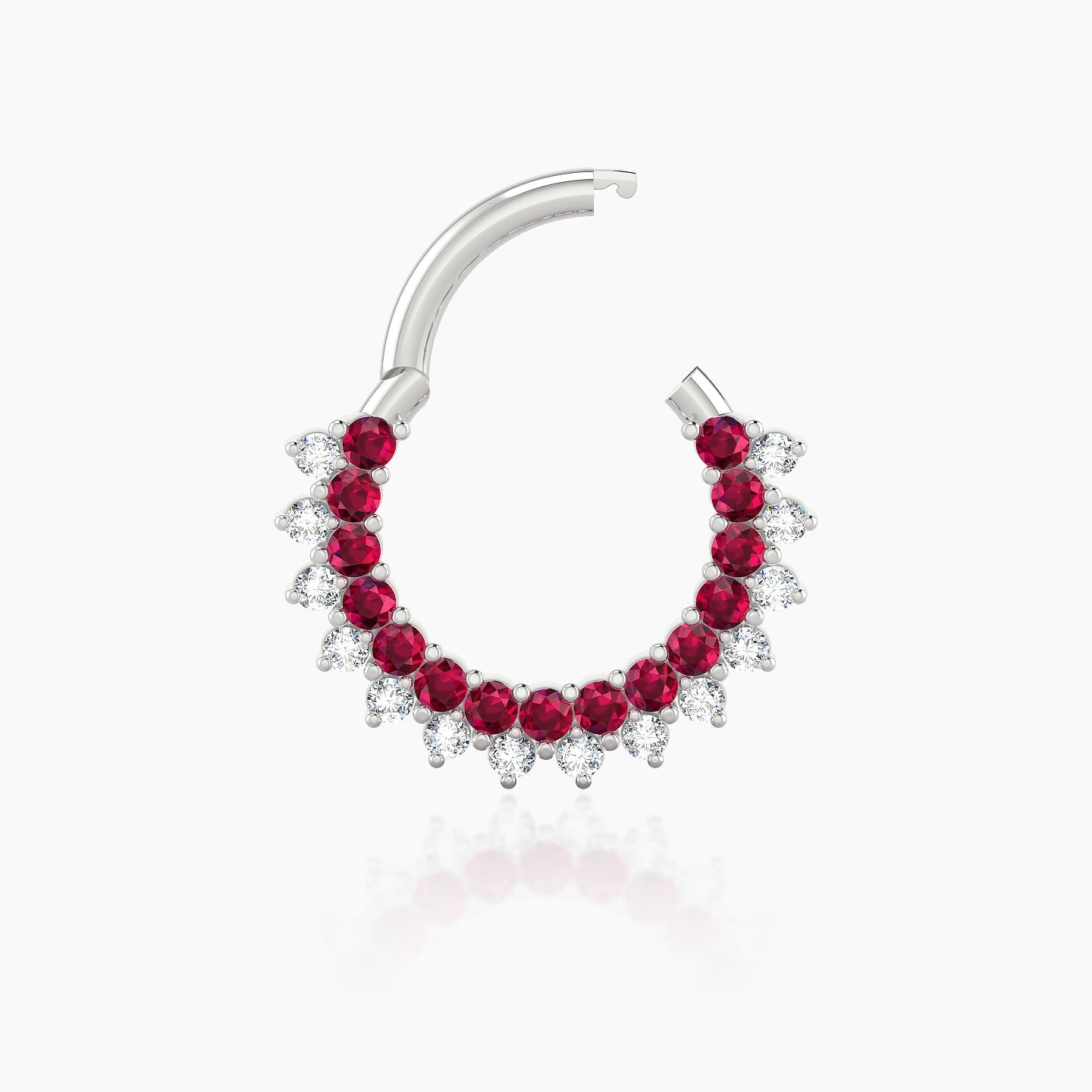 Danae | 18k White Gold 8 mm Ruby & Diamond Septum Piercing