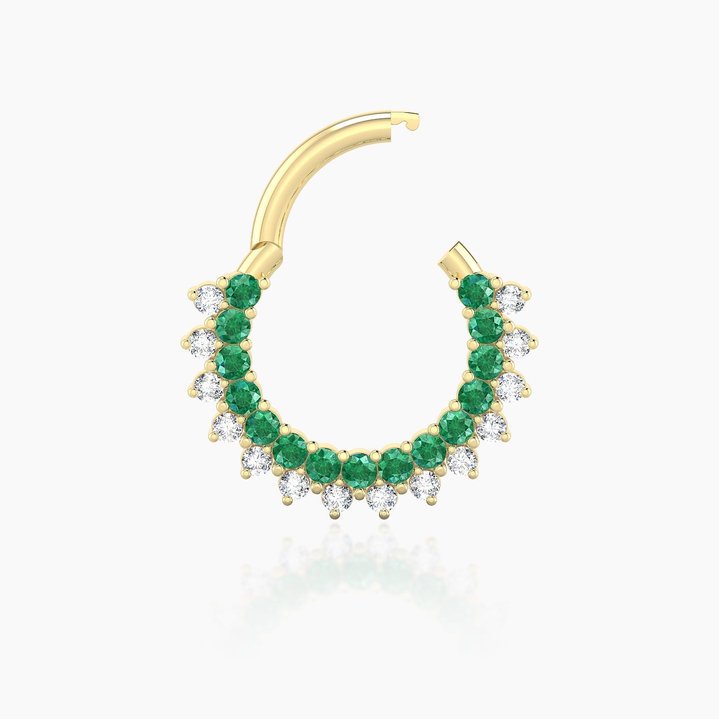 Danae | 18k Yellow Gold 8 mm Emerald & Diamond Septum Piercing