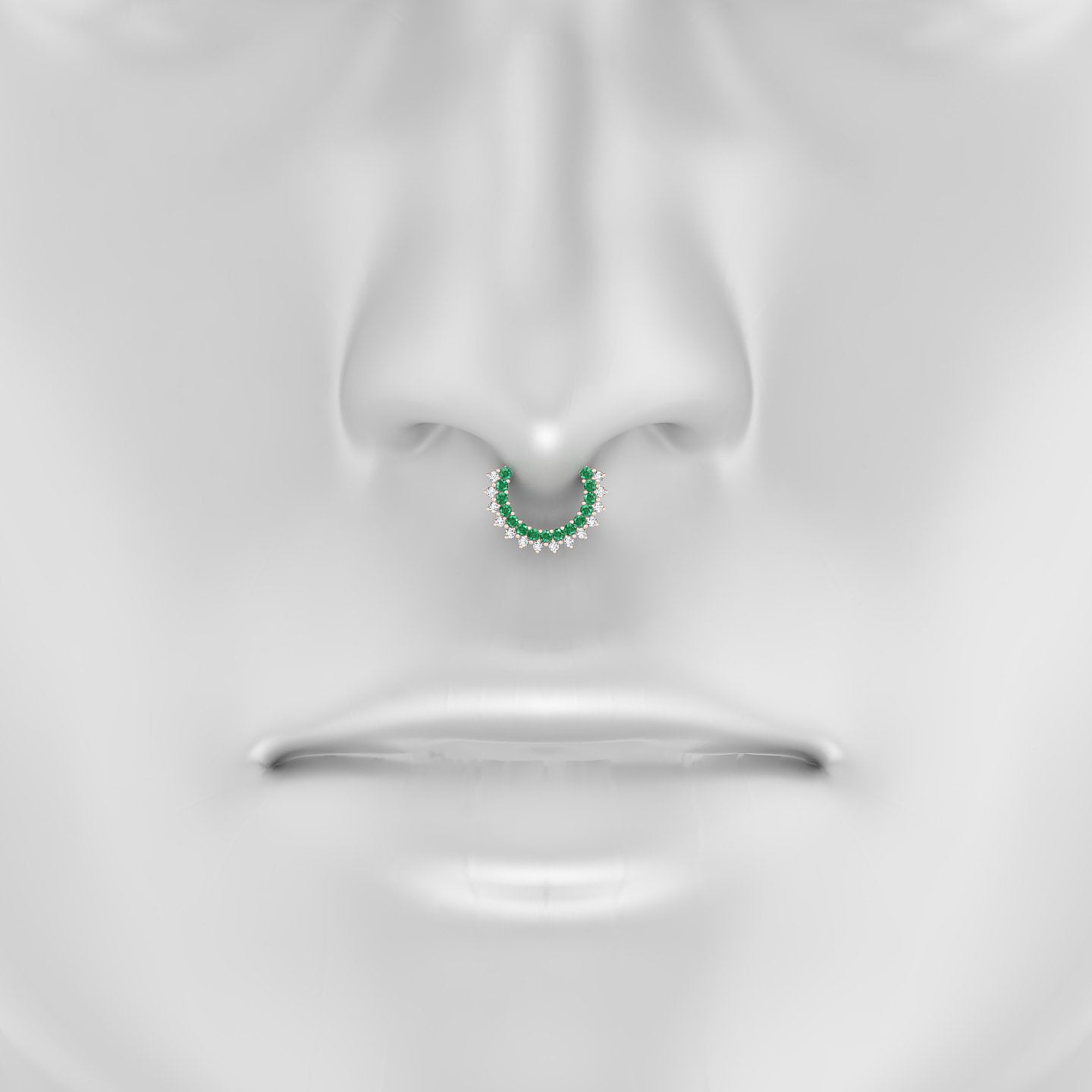 Danae | 18k Rose Gold 8 mm Emerald & Diamond Septum Piercing