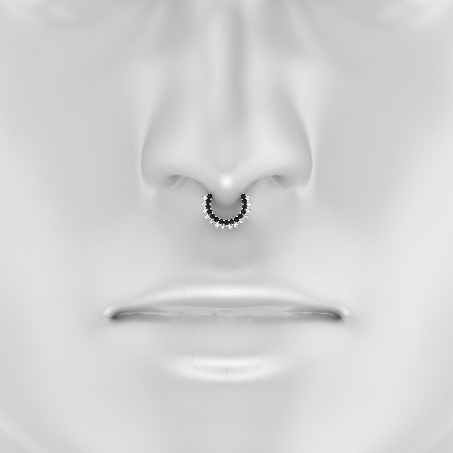 Danae | 18k White Gold 8 mm Black Diamond & Diamond Septum Piercing