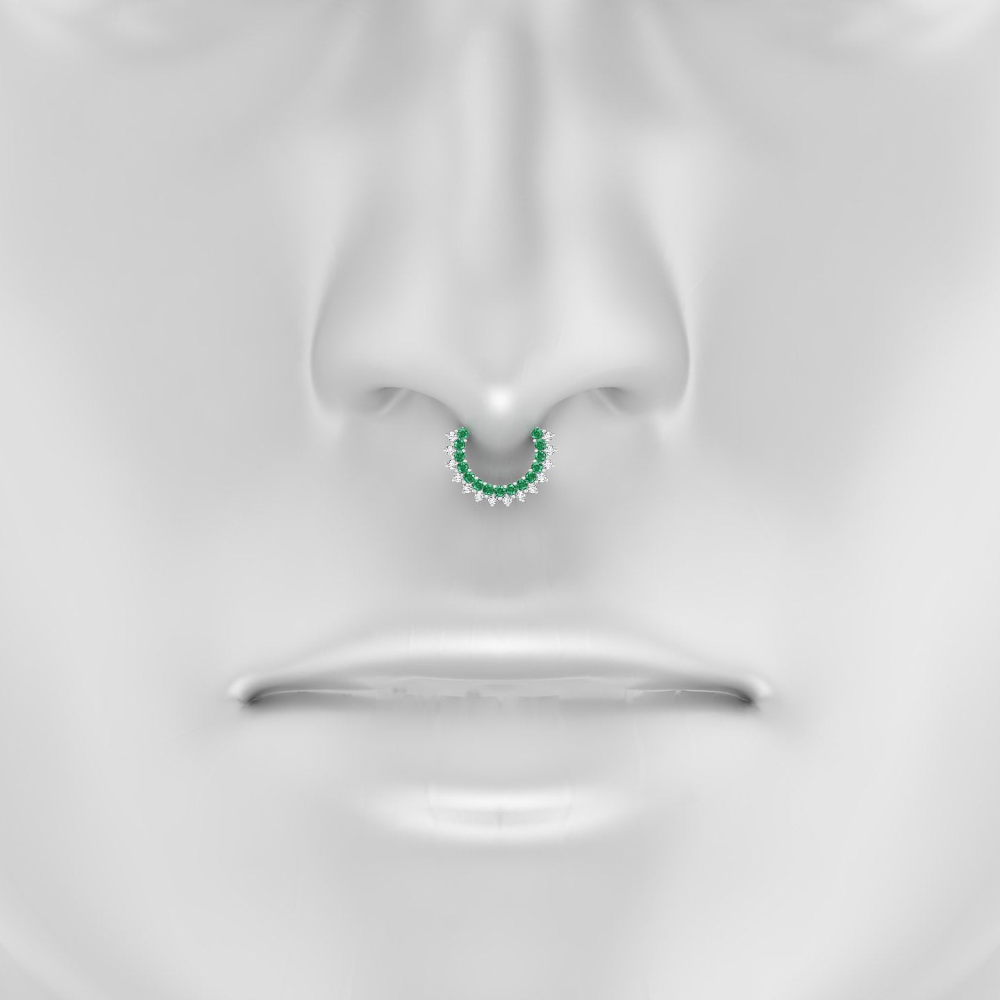 Danae | 18k White Gold 8 mm Emerald & Diamond Septum Piercing