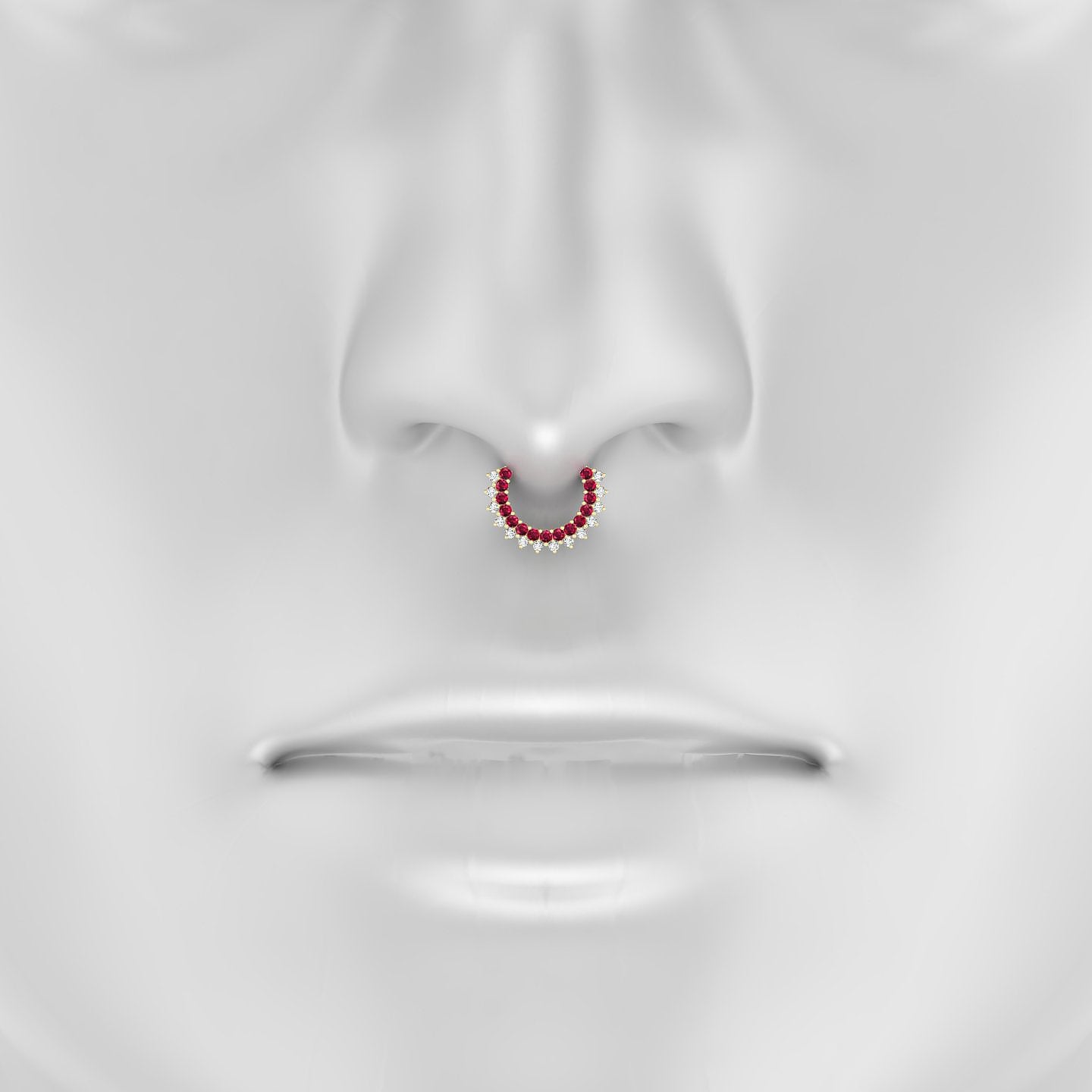 Danae | 18k Yellow Gold 8 mm Ruby & Diamond Septum Piercing