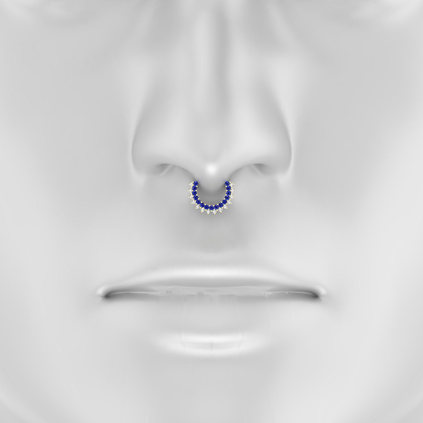 Danae | 18k Yellow Gold 8 mm Sapphire & Diamond Septum Piercing