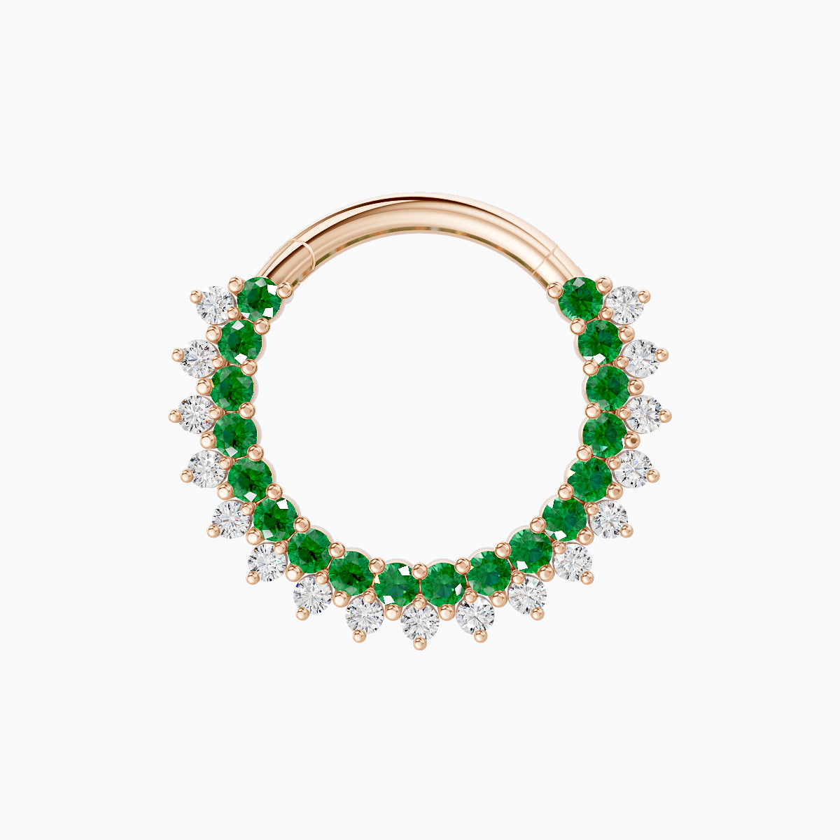 Danae | 18k Rose Gold 9.5 mm Emerald & Diamond Daith Piercing