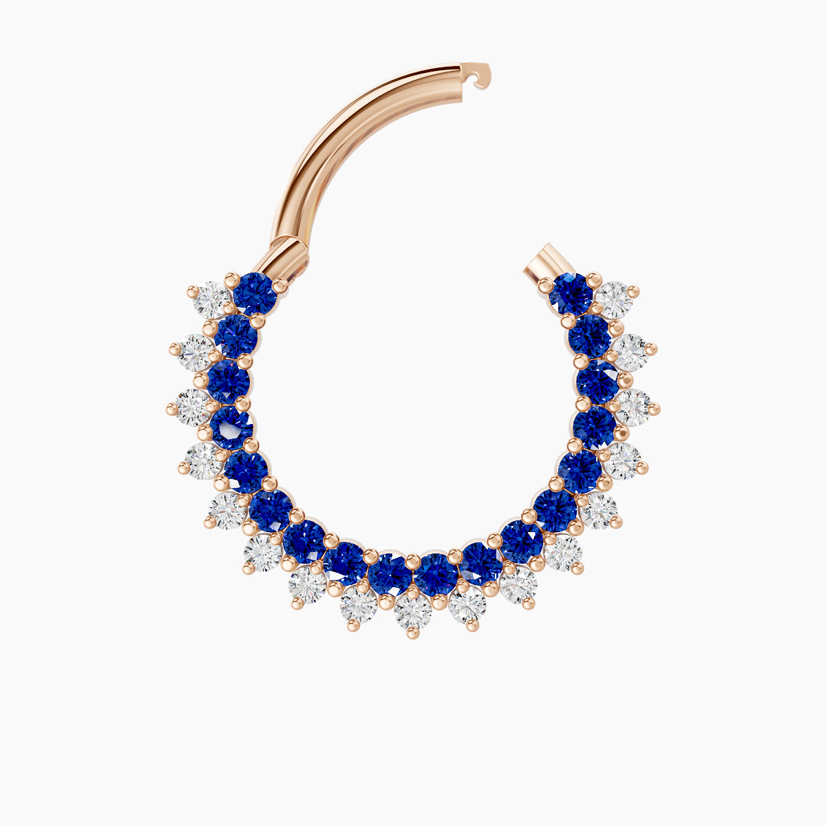 Danae | 18k Rose Gold 9.5 mm Sapphire & Diamond Daith Piercing
