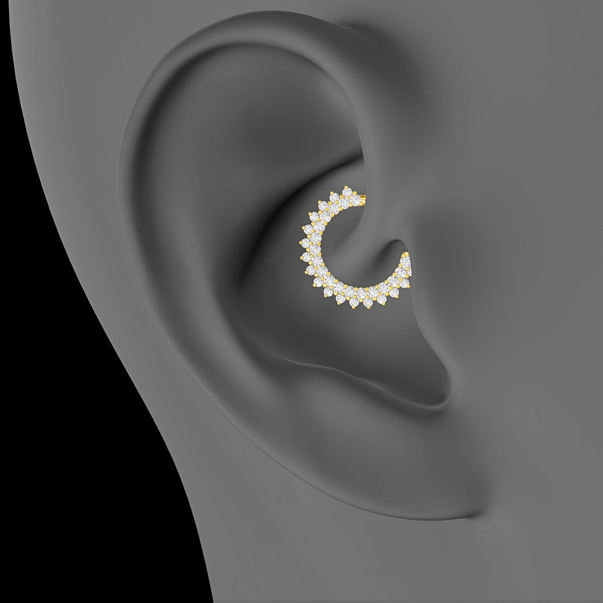 Danae | 18k Yellow Gold 9.5 mm Diamond Daith Piercing