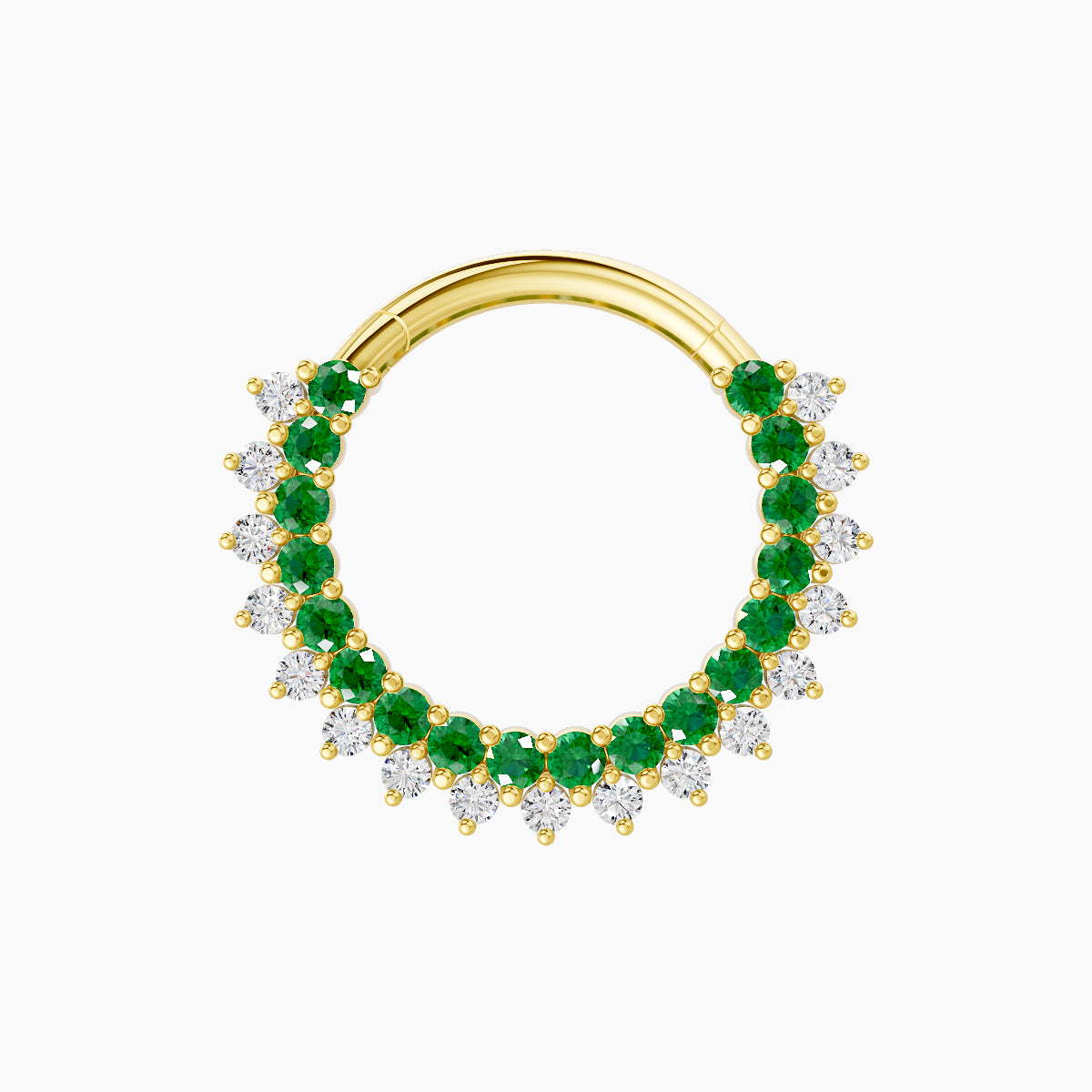 Danae | 18k Yellow Gold 9.5 mm Emerald & Diamond Daith Piercing