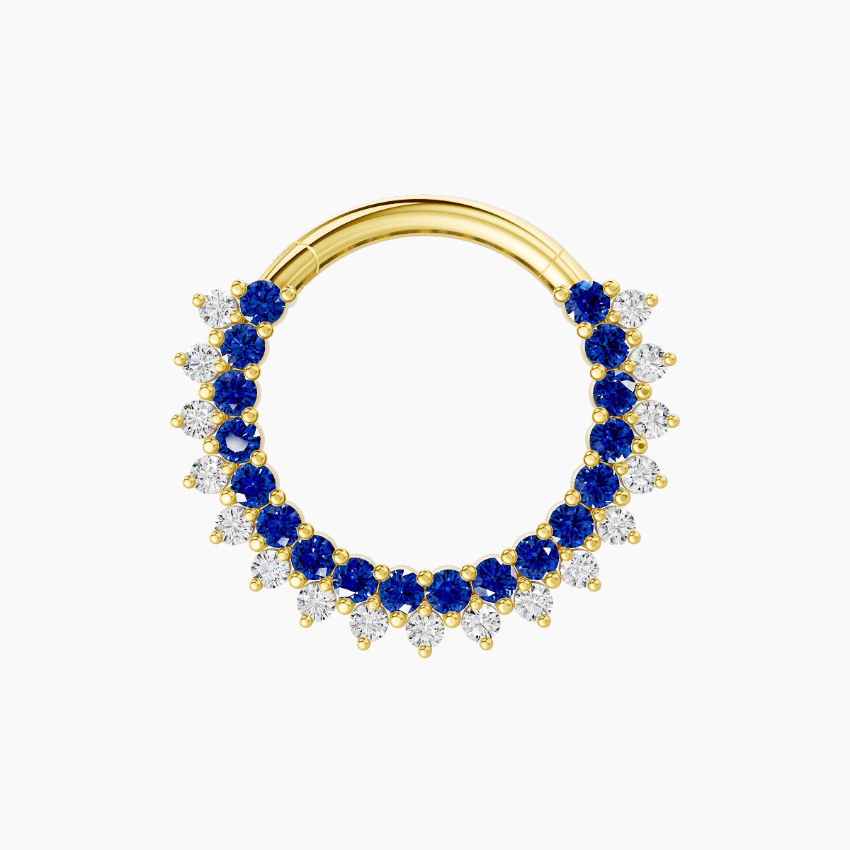 Danae | 18k Yellow Gold 9.5 mm Sapphire & Diamond Daith Piercing
