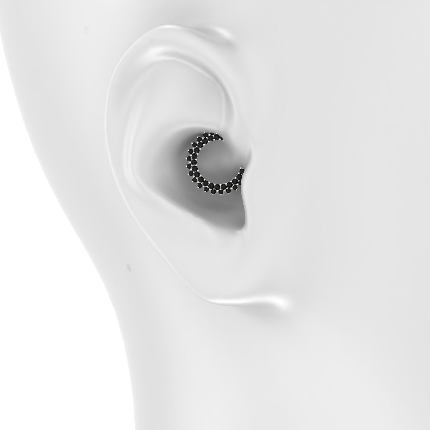 Danae | 18k White Gold 9.5 mm Black Diamond Daith Piercing