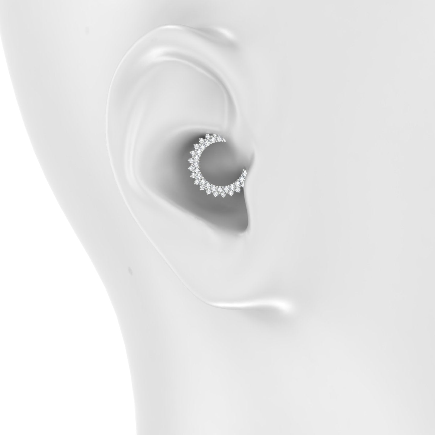 Danae | 18k White Gold 9.5 mm Diamond Daith Piercing