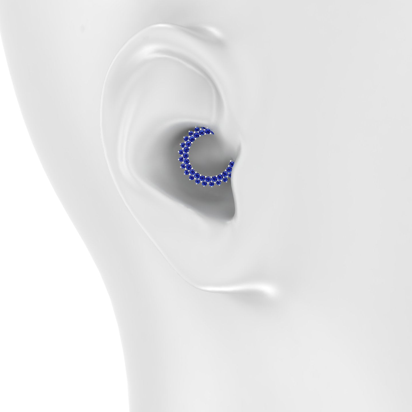 Danae | 18k White Gold 9.5 mm Sapphire Daith Piercing