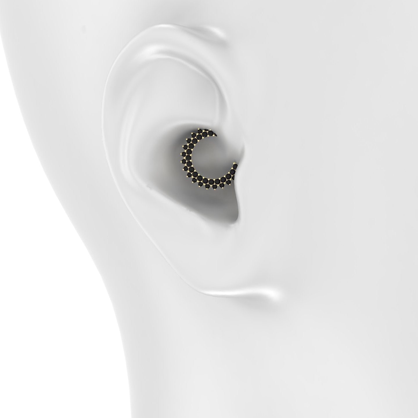 Danae | 18k Yellow Gold 9.5 mm Black Diamond Daith Piercing