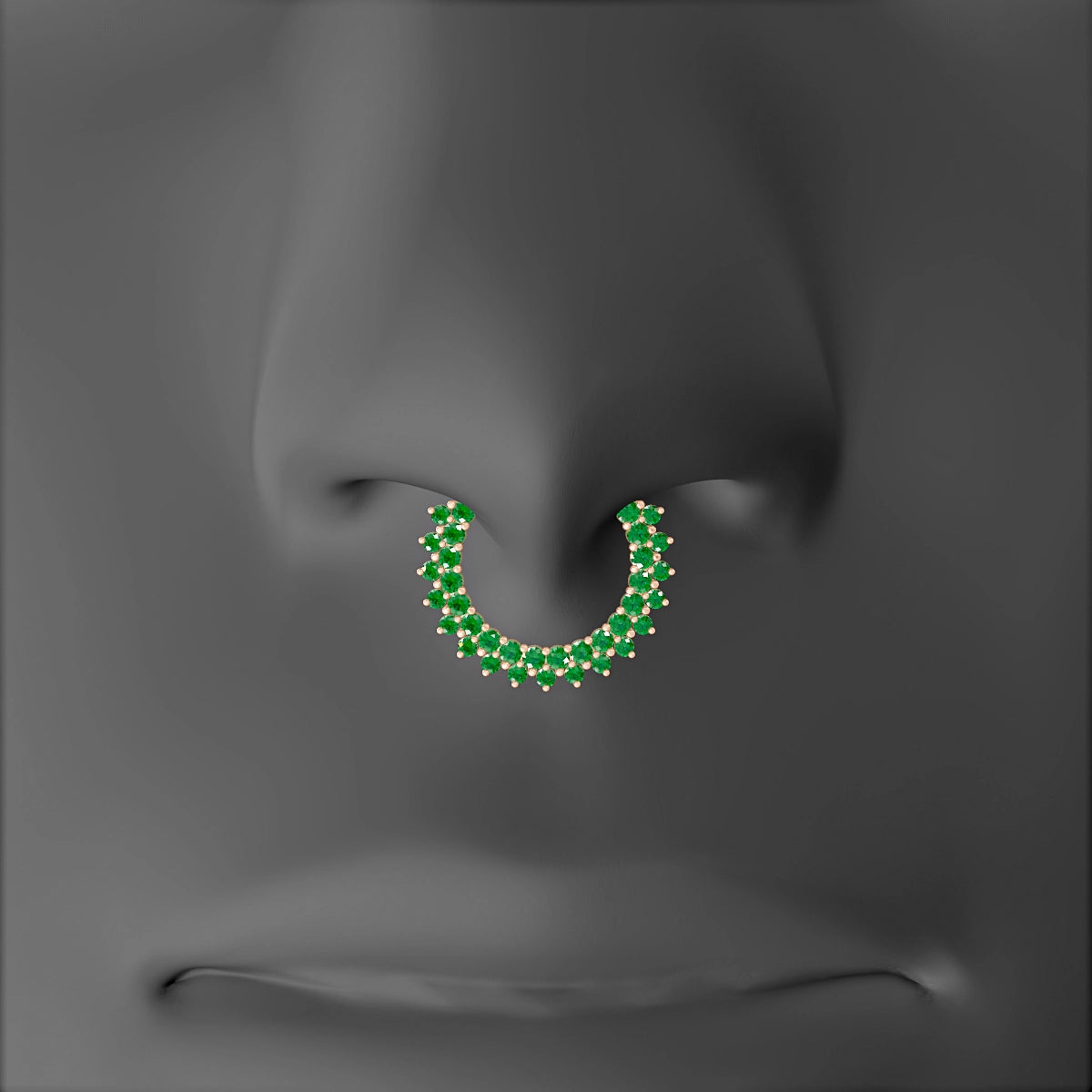 Danae | 18k Rose Gold 9.5 mm Emerald & Diamond Septum Piercing