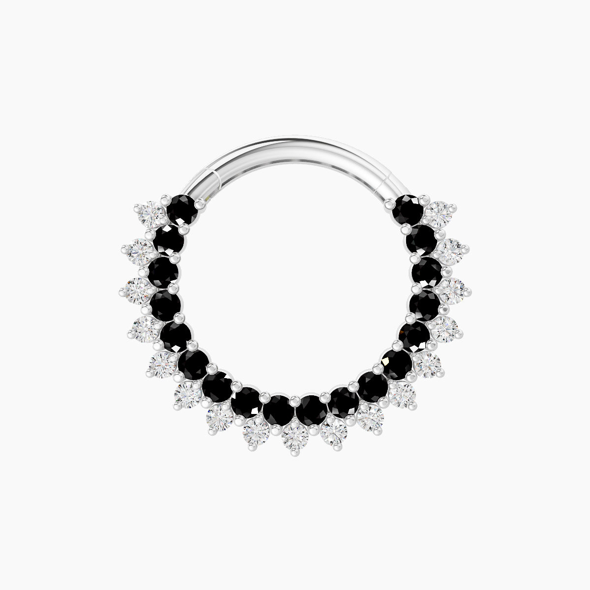 Danae | 18k White Gold 9.5 mm Black Diamond & Diamond Septum Piercing