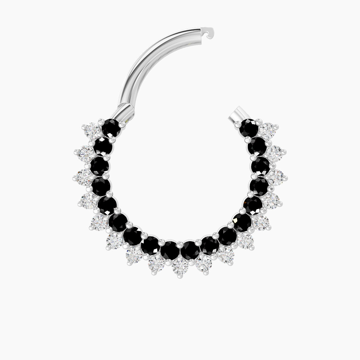 Danae | 18k White Gold 9.5 mm Black Diamond & Diamond Septum Piercing