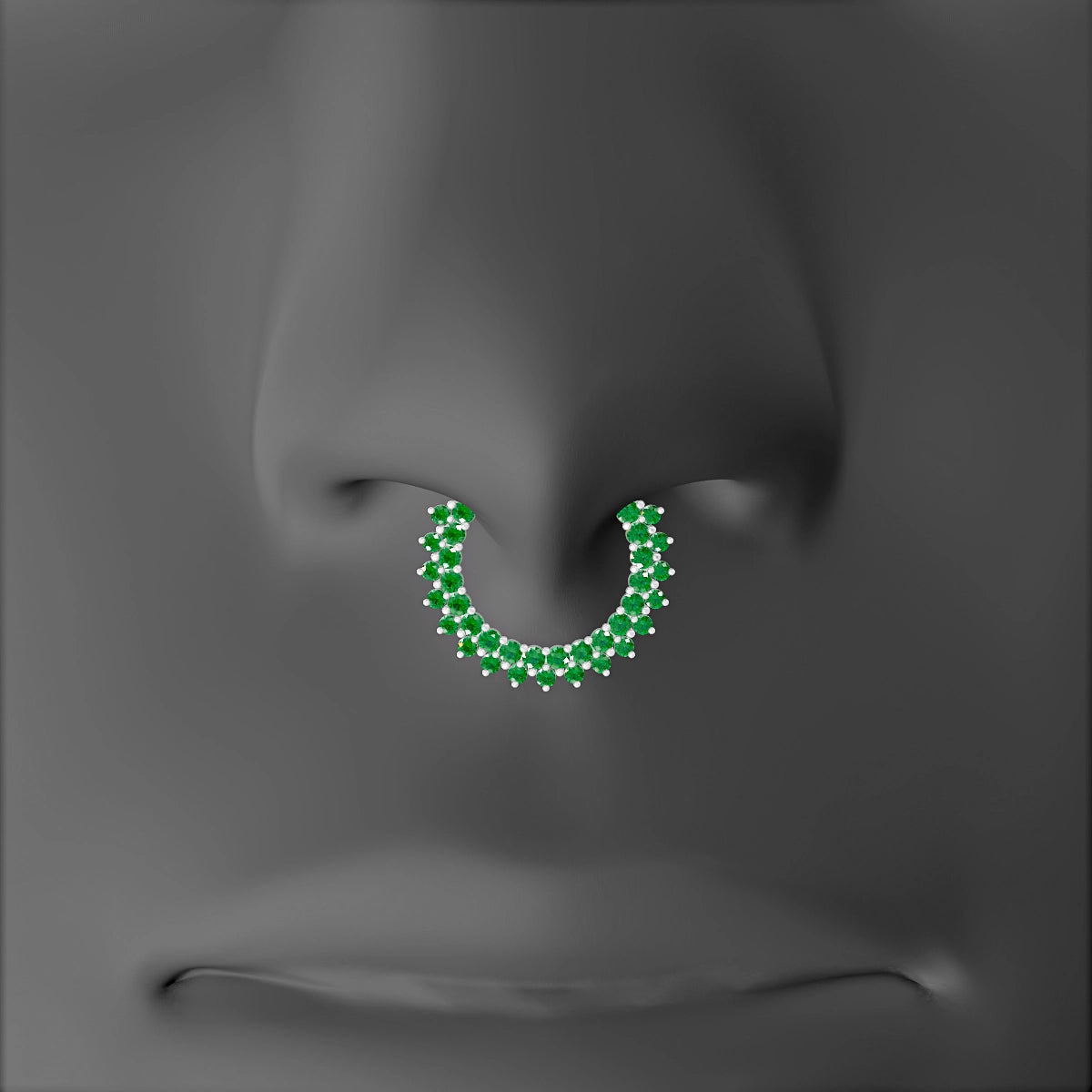 Danae | 18k White Gold 9.5 mm Emerald Septum Piercing