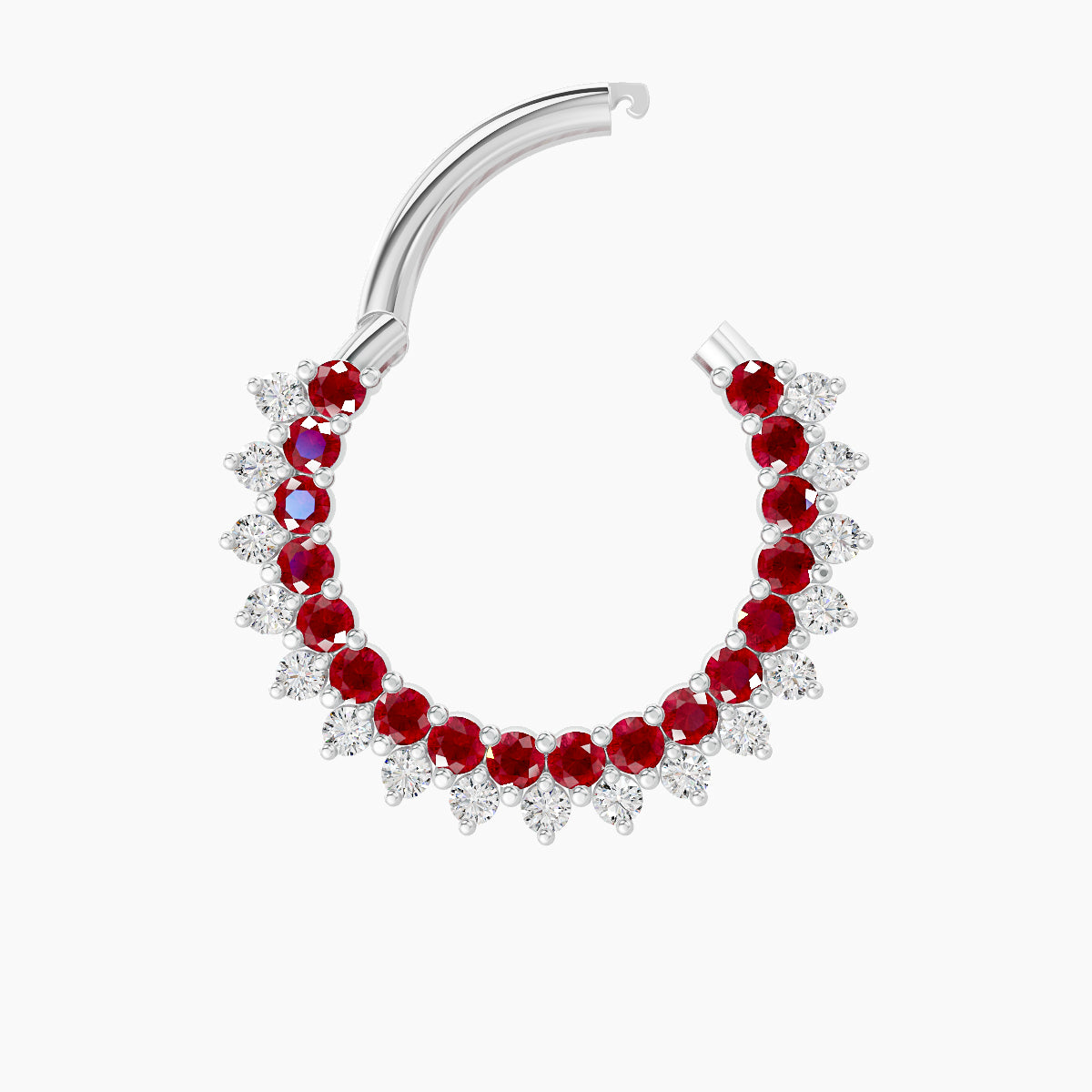 Danae | 18k White Gold 9.5 mm Ruby & Diamond Septum Piercing