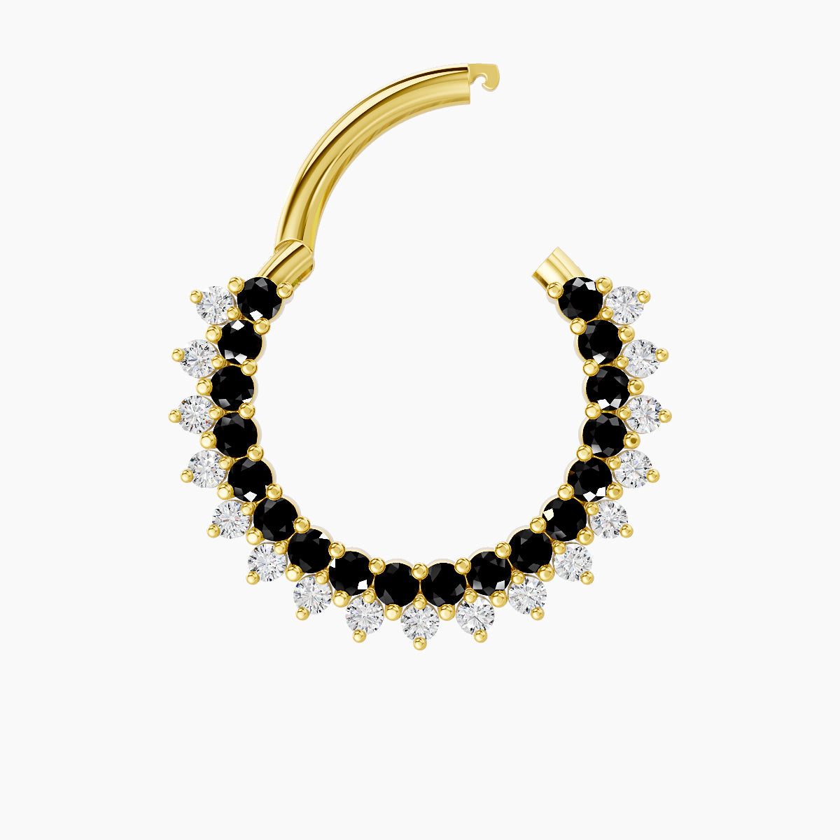 Danae | 18k Yellow Gold 9.5 mm Black Diamond & Diamond Septum Piercing