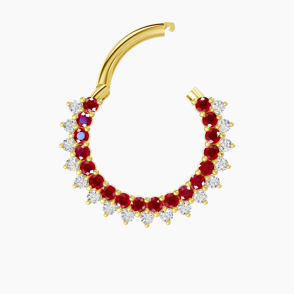 Danae | 18k Yellow Gold 9.5 mm Ruby & Diamond Septum Piercing