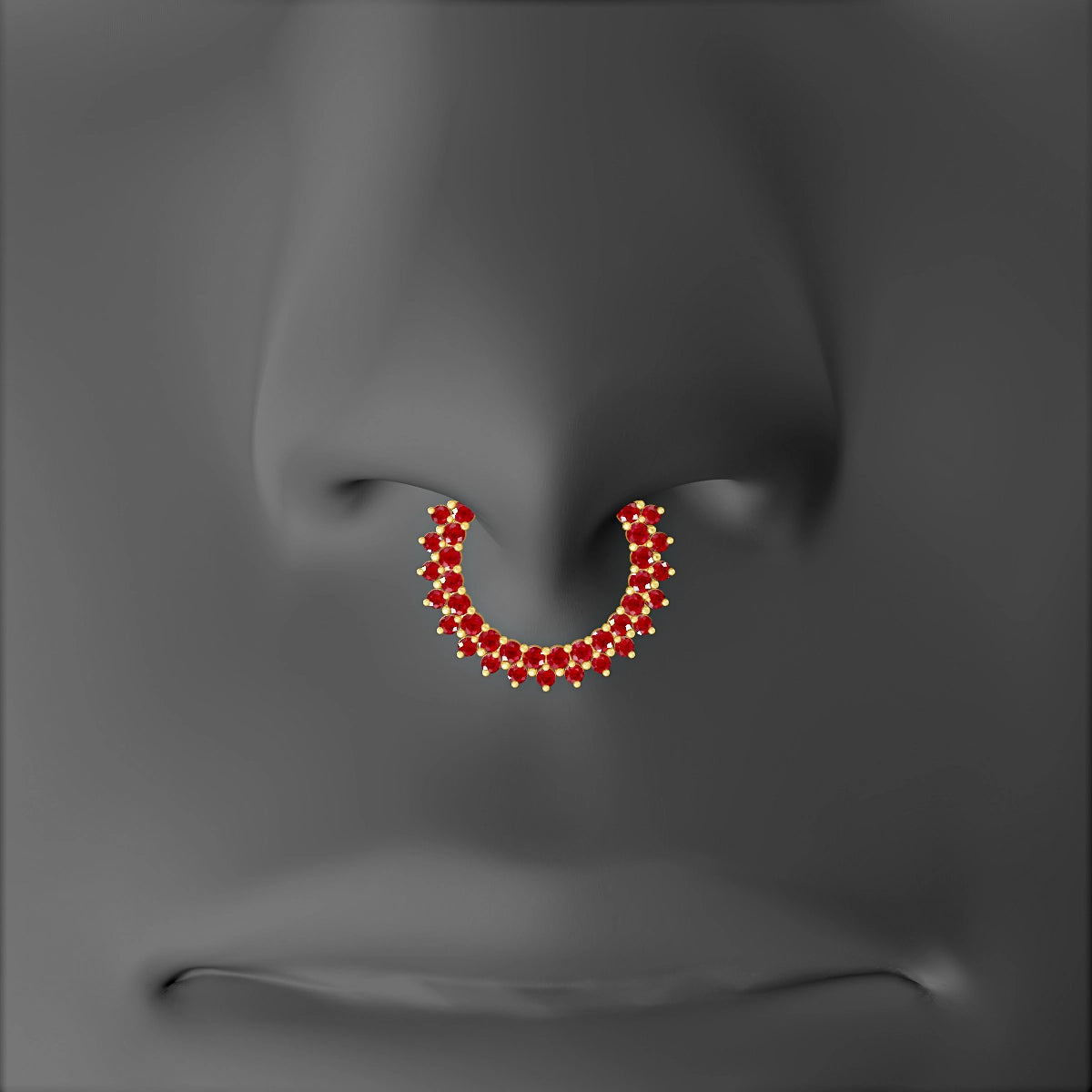 Danae | 18k Yellow Gold 9.5 mm Ruby & Diamond Septum Piercing