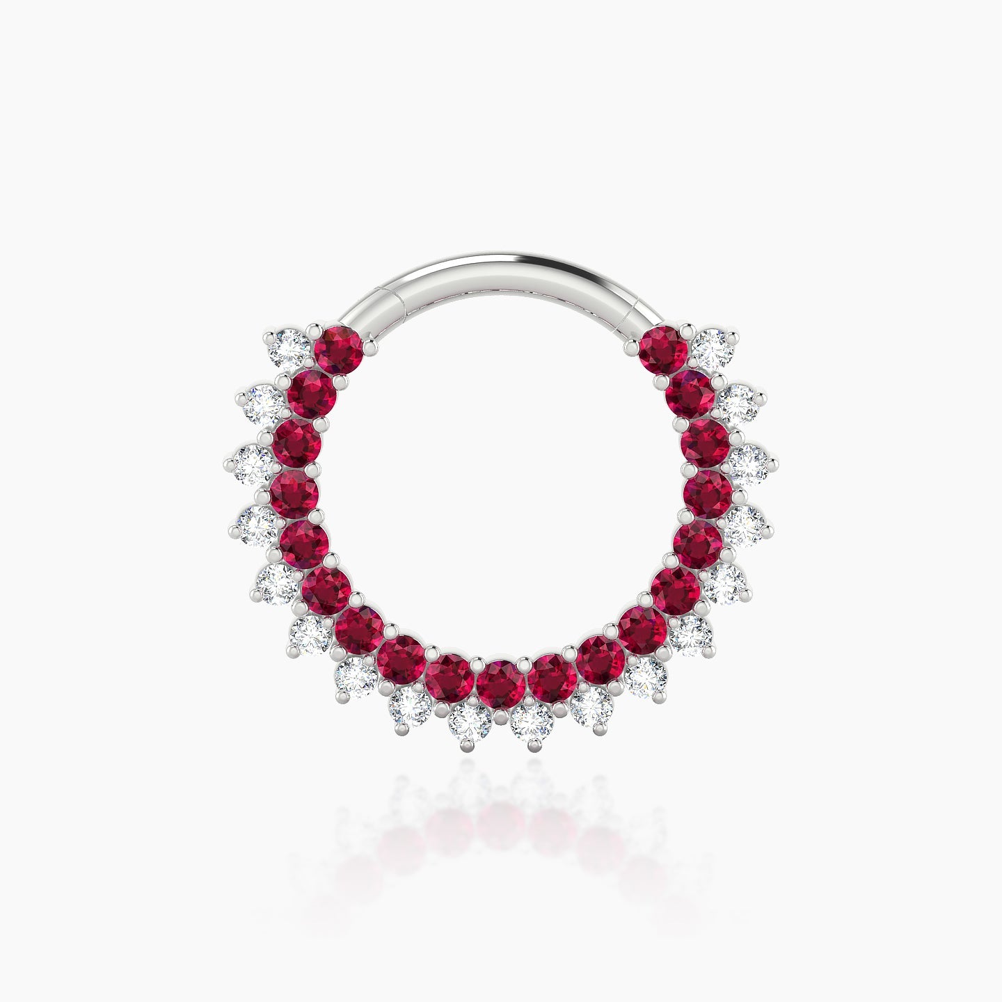 Danae | 18k White Gold 9.5 mm Ruby & Diamond Septum Piercing