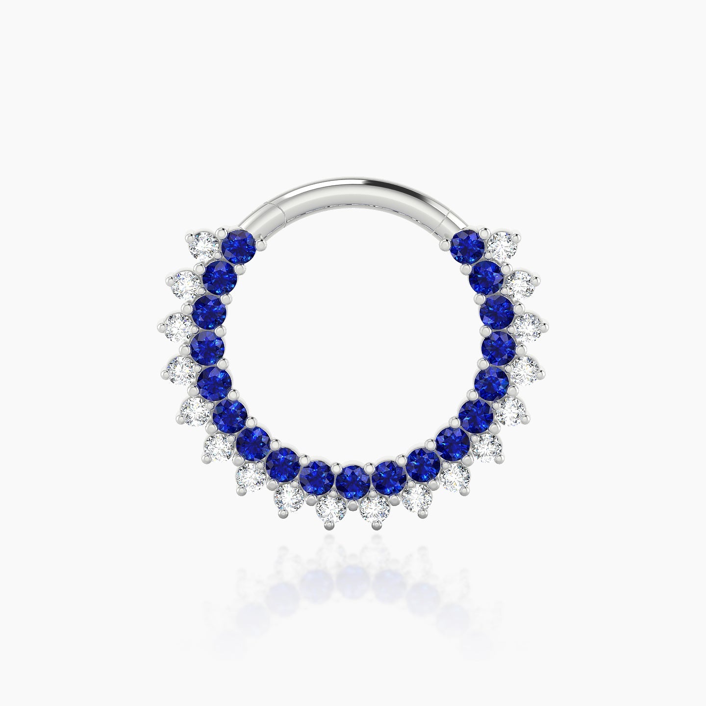 Danae | 18k White Gold 9.5 mm Sapphire & Diamond Septum Piercing