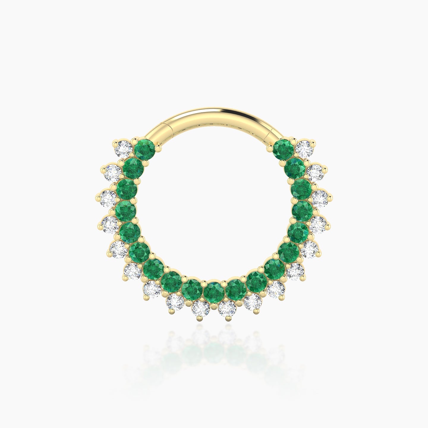 Danae | 18k Yellow Gold 9.5 mm Emerald & Diamond Septum Piercing