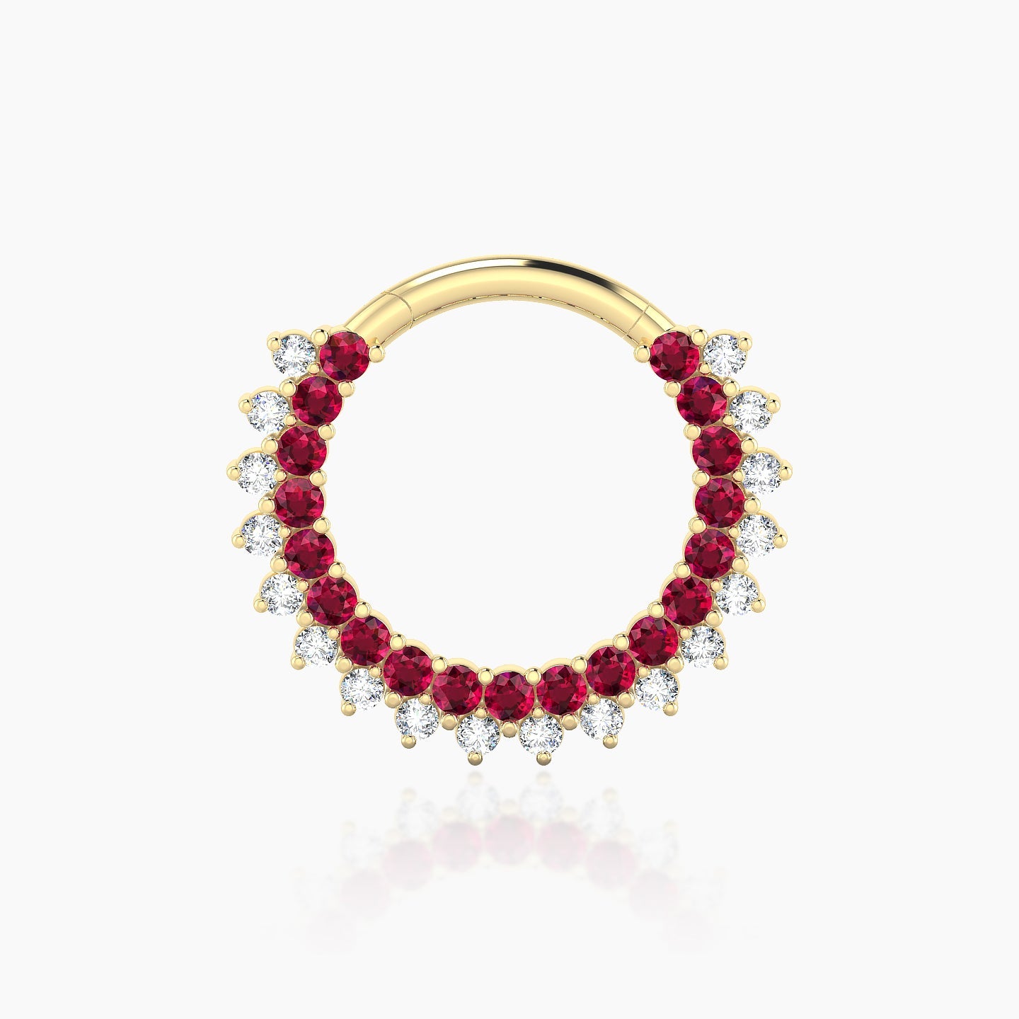 Danae | 18k Yellow Gold 9.5 mm Ruby & Diamond Septum Piercing