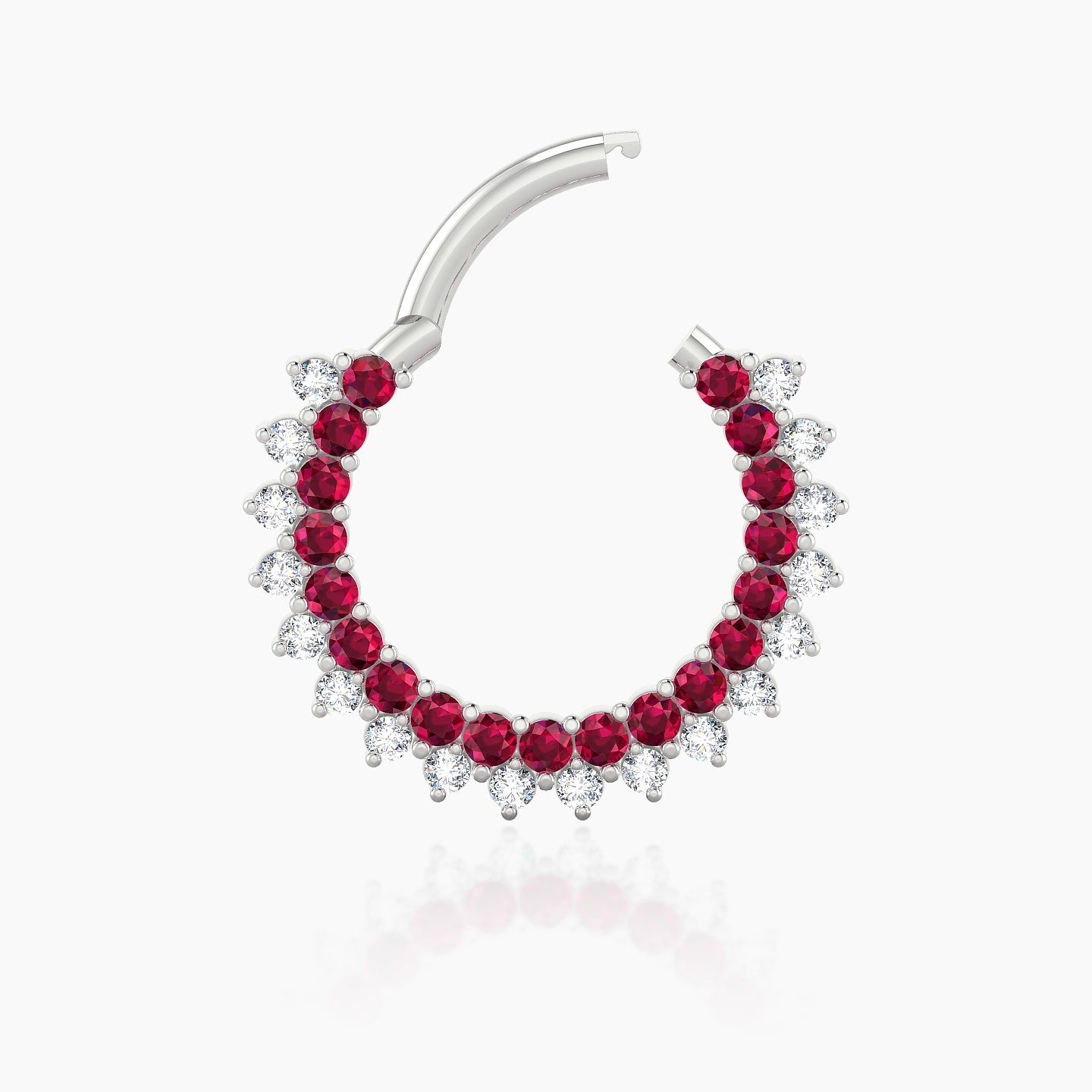 Danae | 18k White Gold 9.5 mm Ruby & Diamond Septum Piercing