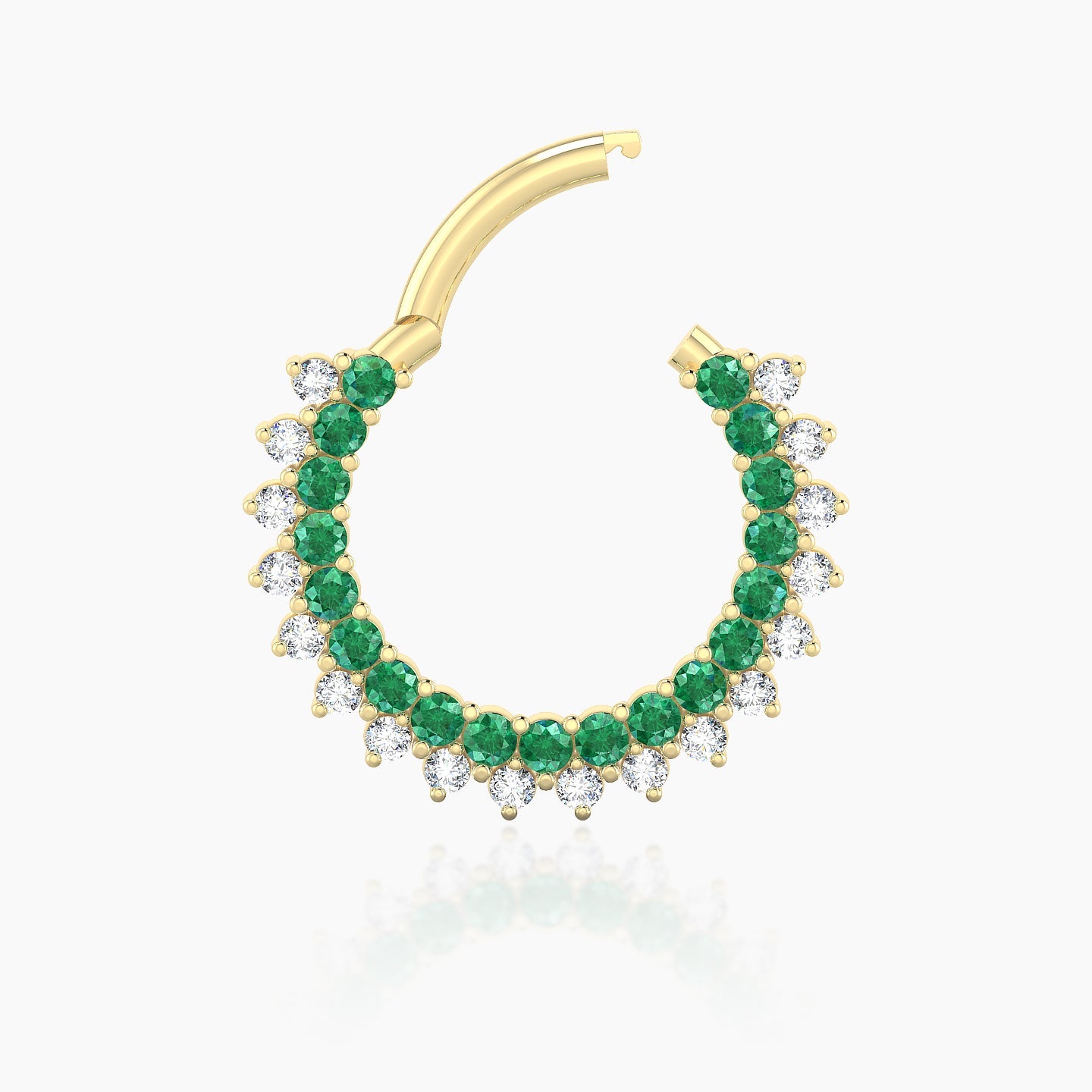 Danae | 18k Yellow Gold 9.5 mm Emerald & Diamond Septum Piercing