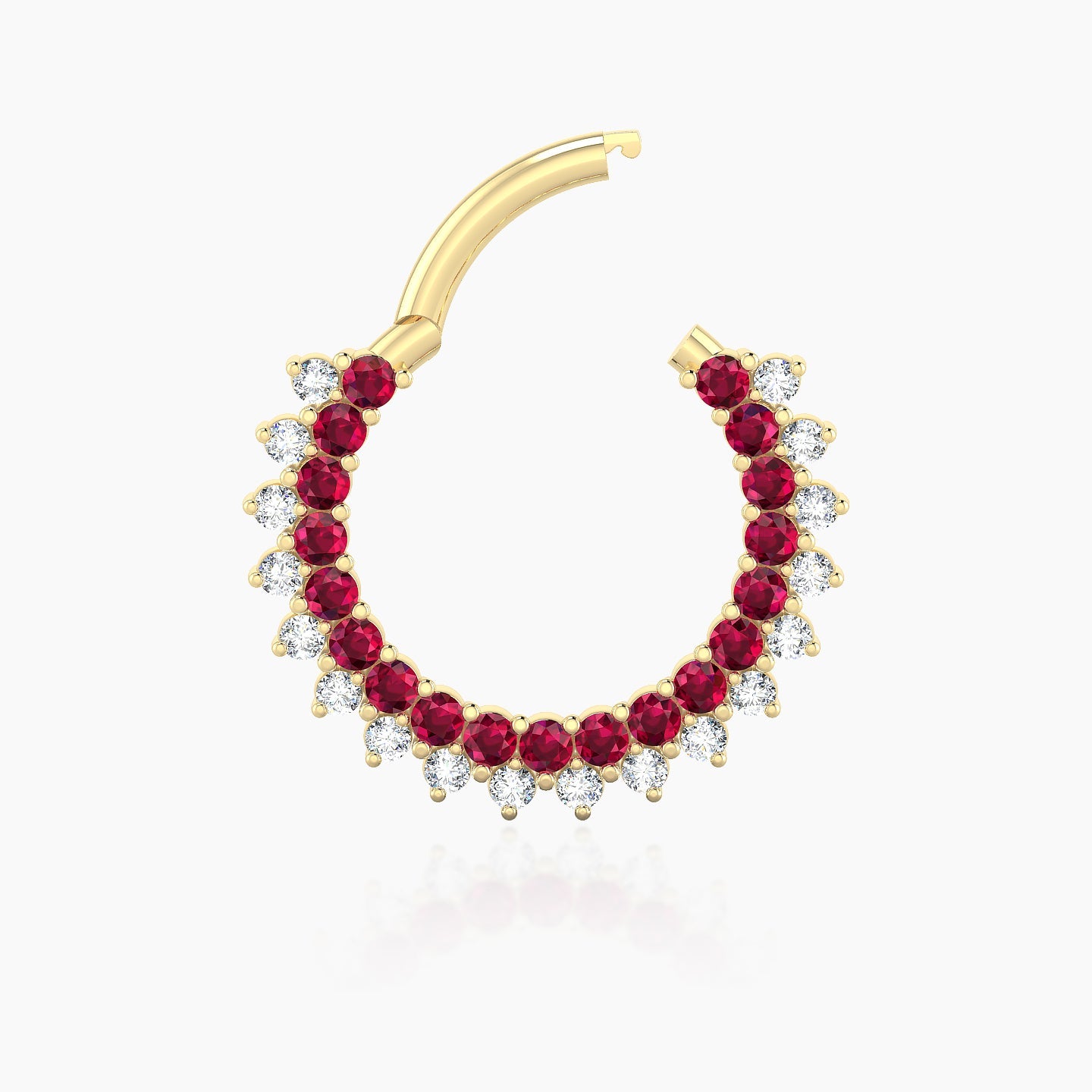 Danae | 18k Yellow Gold 9.5 mm Ruby & Diamond Septum Piercing