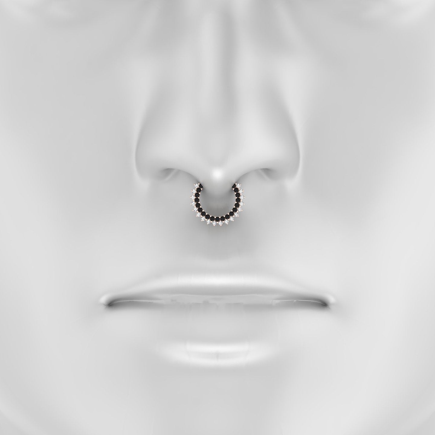 Danae | 18k Rose Gold 9.5 mm Black Diamond & Diamond Septum Piercing