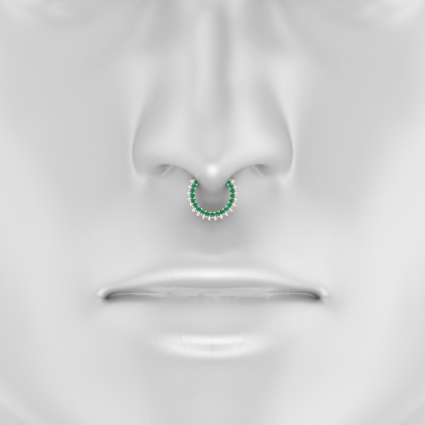 Danae | 18k Rose Gold 9.5 mm Emerald & Diamond Septum Piercing