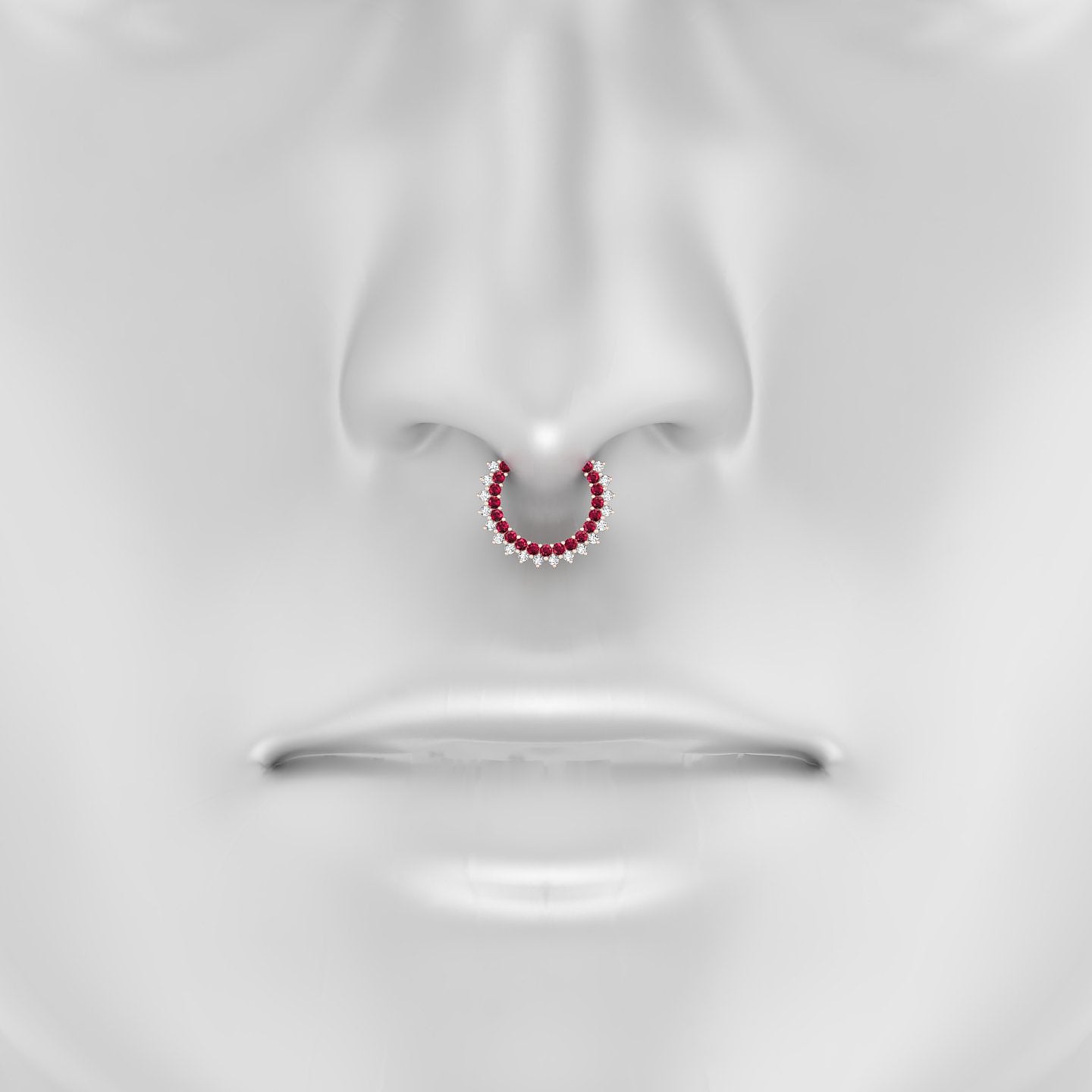 Danae | 18k Rose Gold 9.5 mm Ruby & Diamond Septum Piercing