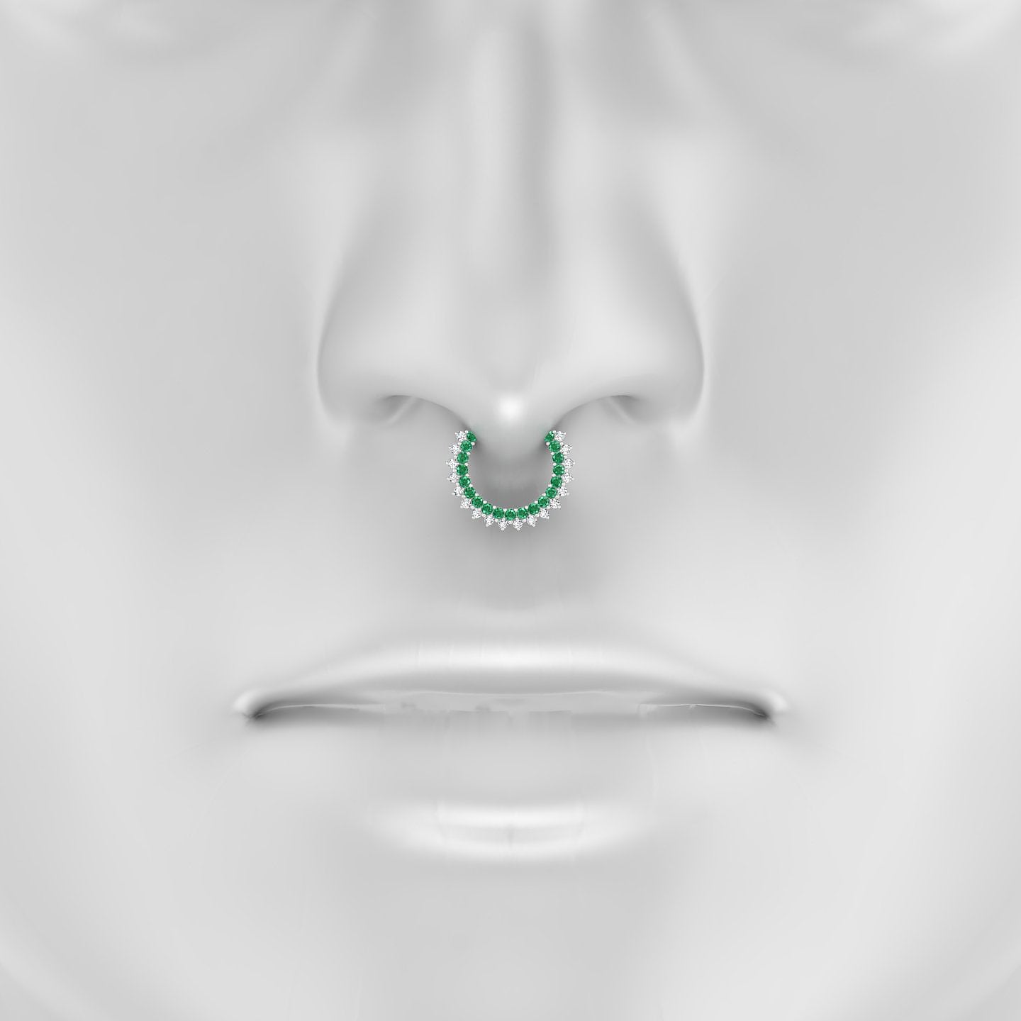 Danae | 18k White Gold 9.5 mm Emerald & Diamond Septum Piercing