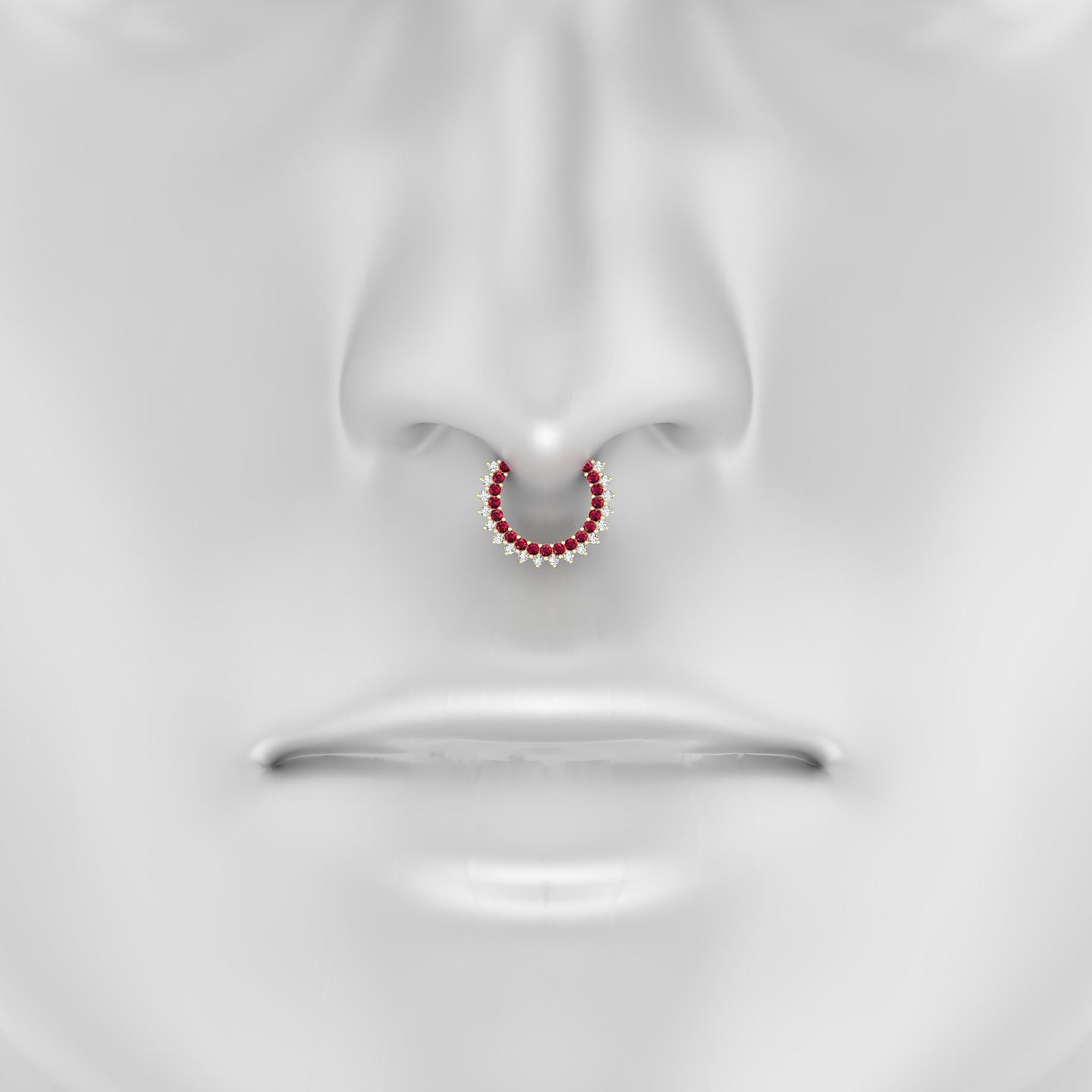 Danae | 18k Yellow Gold 9.5 mm Ruby & Diamond Septum Piercing