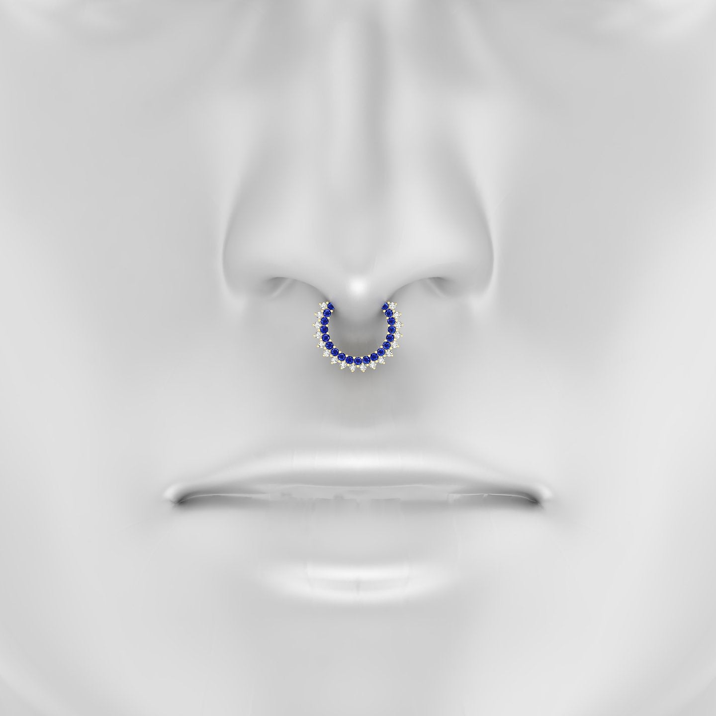 Danae | 18k Yellow Gold 9.5 mm Sapphire & Diamond Septum Piercing