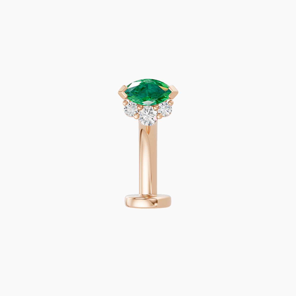 Danu | 18k Rose Gold 10 mm 5 mm Emerald & Diamond Floating Navel Piercing