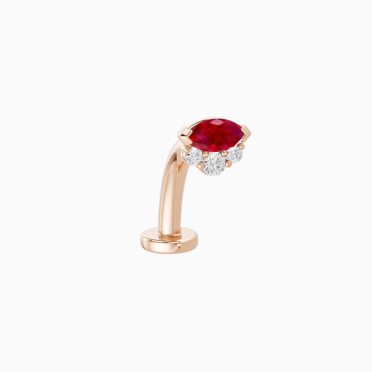 Danu | 18k Rose Gold 10 mm 5 mm Ruby & Diamond Floating Navel Piercing