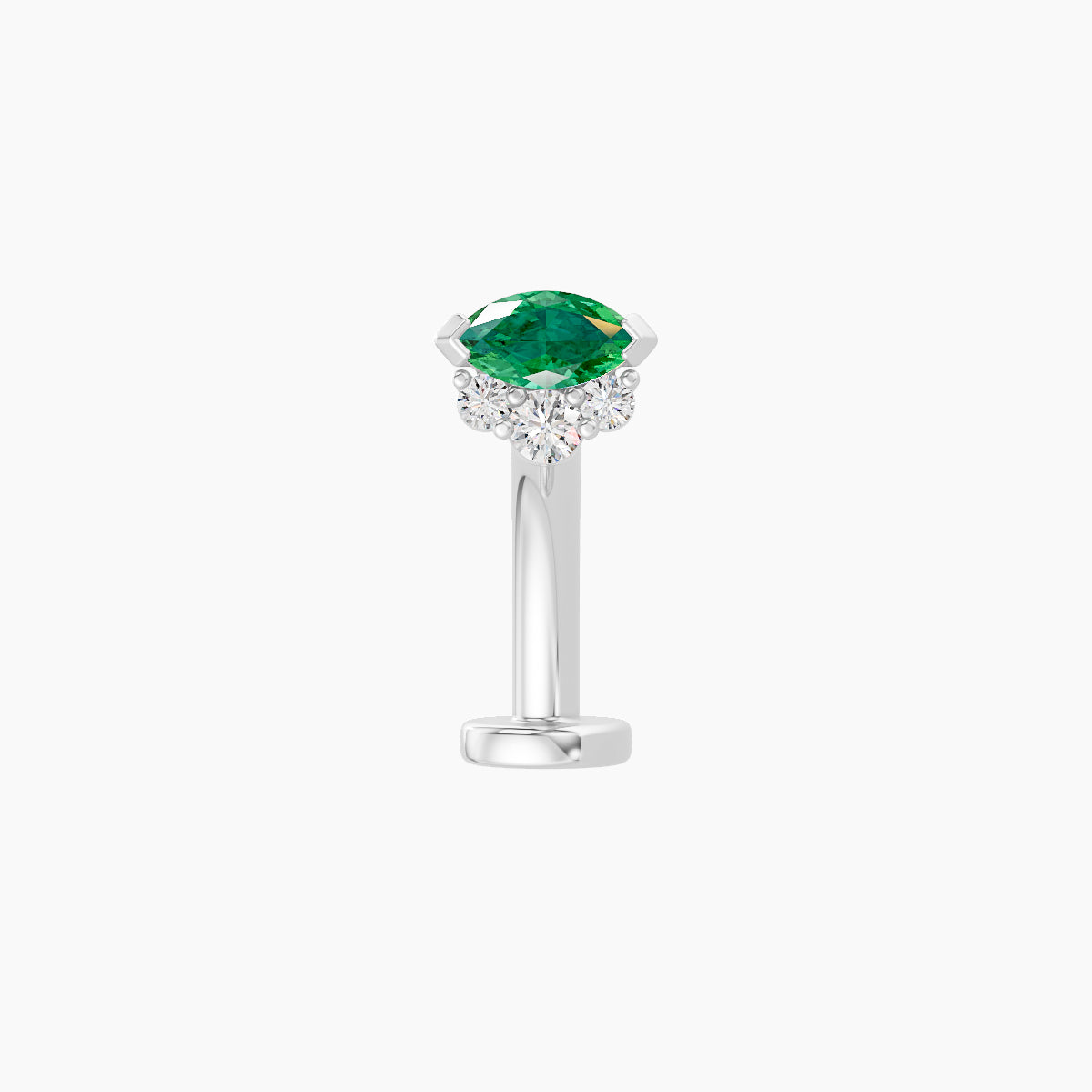 Danu | 18k White Gold 10 mm 5 mm Emerald & Diamond Floating Navel Piercing