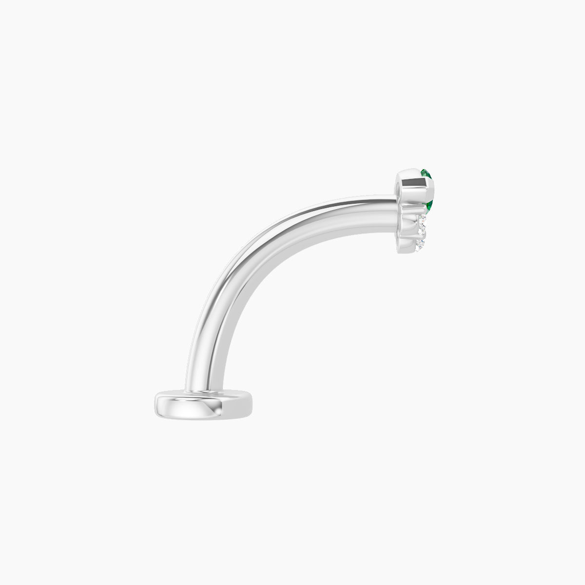 Danu | 18k White Gold 10 mm 5 mm Emerald & Diamond Floating Navel Piercing