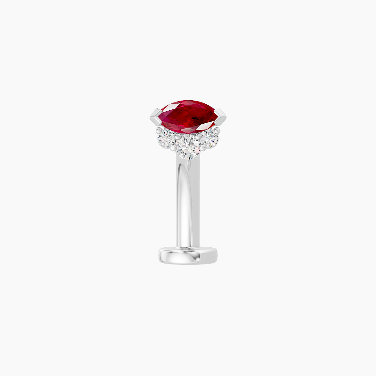 Danu | 18k White Gold 10 mm 5 mm Ruby & Diamond Floating Navel Piercing