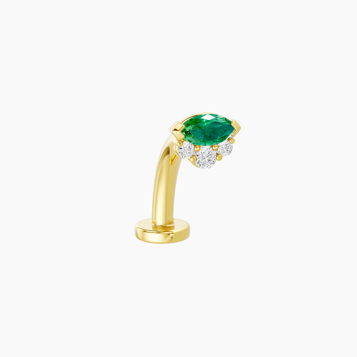 Danu | 18k Yellow Gold 10 mm 5 mm Emerald & Diamond Floating Navel Piercing