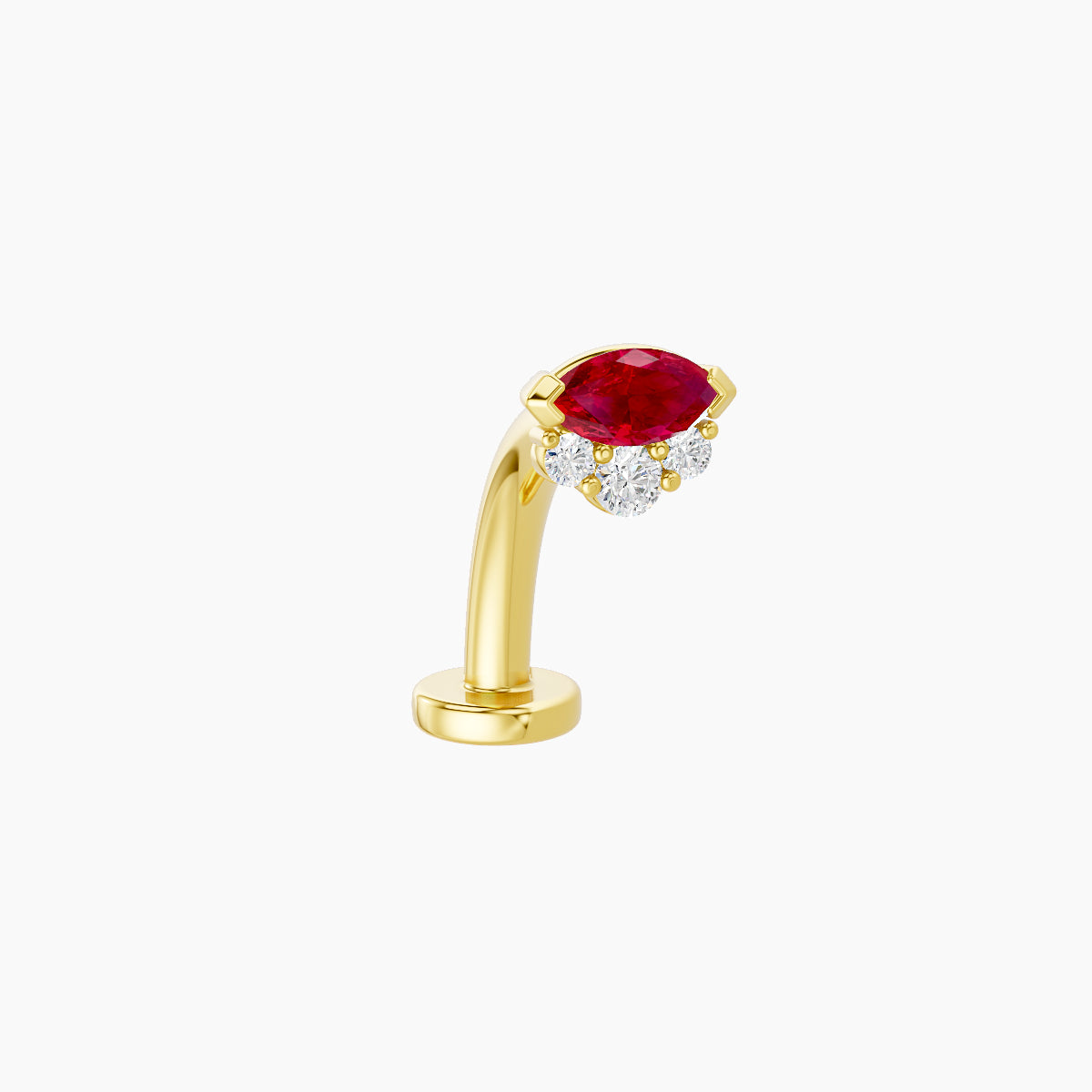 Danu | 18k Yellow Gold 10 mm 5 mm Ruby & Diamond Floating Navel Piercing