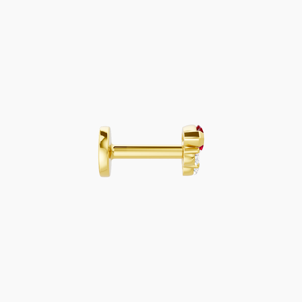 Danu | 18k Yellow Gold 5 mm 5 mm Ruby & Diamond Nose Piercing